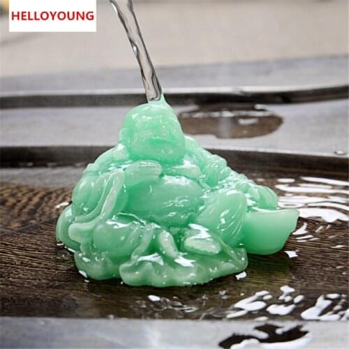Resin Color-Changing Statue Chinese Buddha Figurine Feng Shui Lucky Tea Pet Toy Home Decoration Ornaments Gift