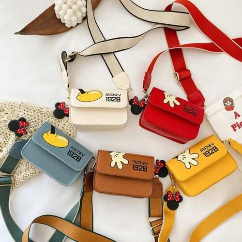 Disney cartoon Mickey Mouse fashion messenger bag womens shoulder bag girl pu leather children decoration bag