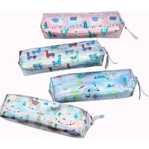 Kawai Cactus School Pencil Case Cute Laser Pencil Bag Pouch Sheep Pencil Box Pen Case For Girls Boys Gift Korean Stationery