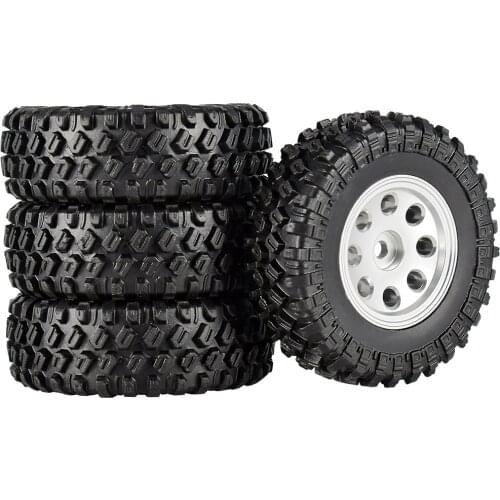 High Quality 4PCS 49*18mm Micro Wheel Metal Beadlock Rims Rubber Tires for 1/24 RC Crawler Car Axial SCX24 90081