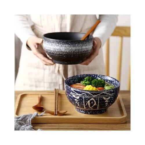 Japanese tableware ceramic bowl large ramen bowl personality creative rice bowl noodle bowl soup bowl free spoon