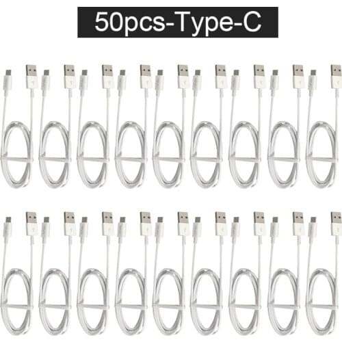 NAISU 50Pcs Type C Charging Cable 2.1A USB C Cable For Xiaomi Huawei Samsung Redmi Oppo Mobile Phone Charge Cord Wholesale White