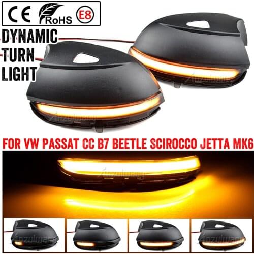 2PCS Dynamic Blinker For VW Passat B7 CC Scirocco Jetta MK6 EOS LED Turn Signal Light Side Mirror Indicator 2011 2012 2013 2014