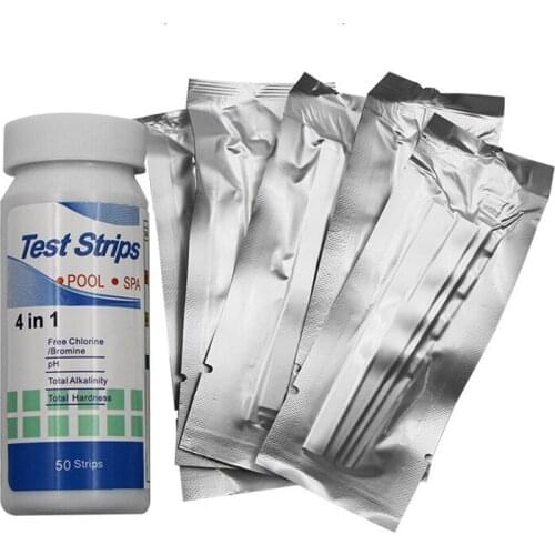50pcs Tub Water Quality Swimming Pool Test Paper Residual Chlorine PH Value Alkalinity Hardness Test Strip JS22