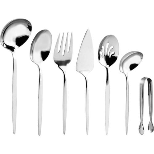 7 parts Service Kit Lizbon Stylish Design Slim Details 18/10 Chrome Nickel Stainless Steel Luxury Service Set Kit