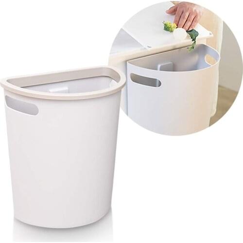 ABSS-Small Trash Can, Hanging Waste Bin Under Kitchen Sink, PP Wastebasket over Cabinet Door with Top Ring to Fix Garbage Bag