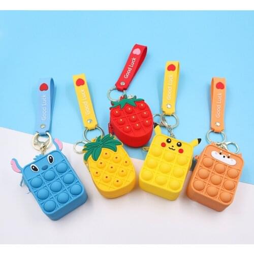 Anime Pokemon Pop Push Bubble Fidget Toys Cartoon Pikachu Coin Purse Adult Stress Relief Squeeze Toys Funny Kids Toy Gifts