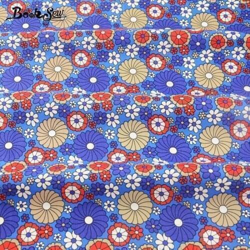 Booksew Cotton Poplin Fabric Pillows Dress Patchwork Home Textile Skirt Shirt Printed Flower Fat Quarter Meter Quilting Crafts