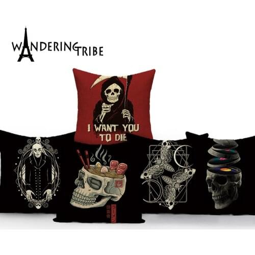 Horror Sugar Skull Decor Throw Pillow Cases Sea Modern Style Art Painted Mexican Printed Decorative Sofa Cushion Cover Almofadas