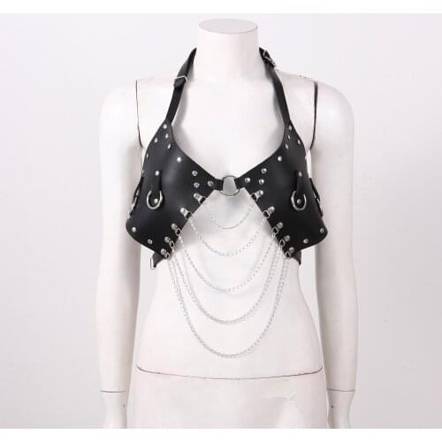 Erotic Body Bondage Sexy Lingerie Leather Harness Chain Gothic Garter Belt Bra Harness Erotic Waist Belt Goth Chest Underwear