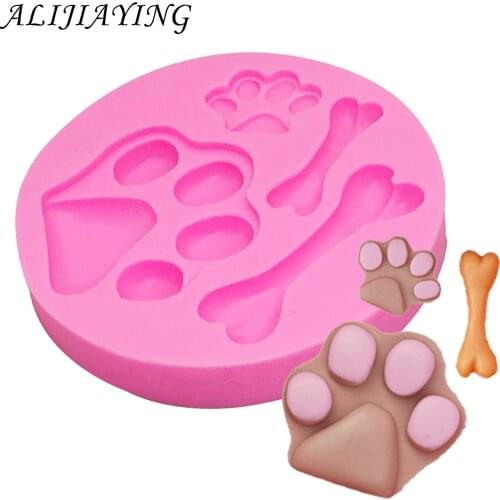 Baking Molds Bone Dog Paw Silicone Mold Cake Decorating Tools Cookie Cutter Pastry Accessory Kitchen Accessoriess D0199