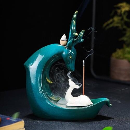 Handicraft Ornaments Backflow Incense Burner Smoke Waterfall Ceramic Incense Holder Home Decor Birth Valentines Christmas Gift