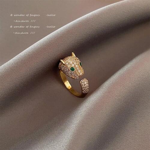 2021 New Design Animal Head Golden Opening Rings Korean Fashion Luxury Jewelry Wedding Party Girls Unusual Rings For Woman