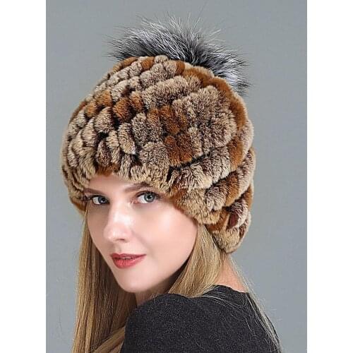 Hot Sale Women Real Rex Rabbit Fur Hat Women Warm Genuine Fur Knitted Caps 100%Natural Fur Beanies Hat Retail Wholesale