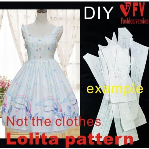 Lolita Daily Pattern Ladies Strap Dress 1:1 Garment Cutting Design Drawing LOLI-5
