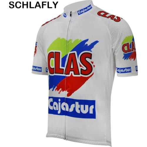 Men clas cajastur team 1990 spain cycling jersey old style summer short sleeve bike wear road jersey cycling clothing schlafly