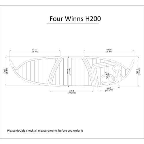 Four Winns H200 Swim Platform Pad 1/4" 6mm Boat EVA Teak Decking