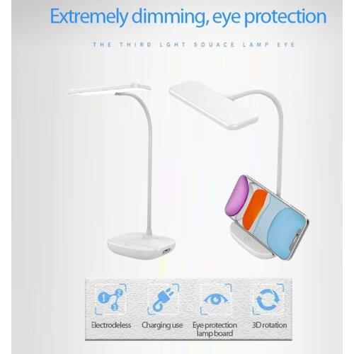 Stepless Dimmable Desk Lamp Gooseneck 360° Adjustment Eye Protection Reading Light DC/USB Charging Touch Switch Table Lamp
