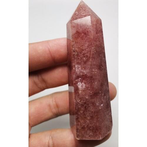 Natural strawberry golden pillar Crystal Column Point Reiki Healing
