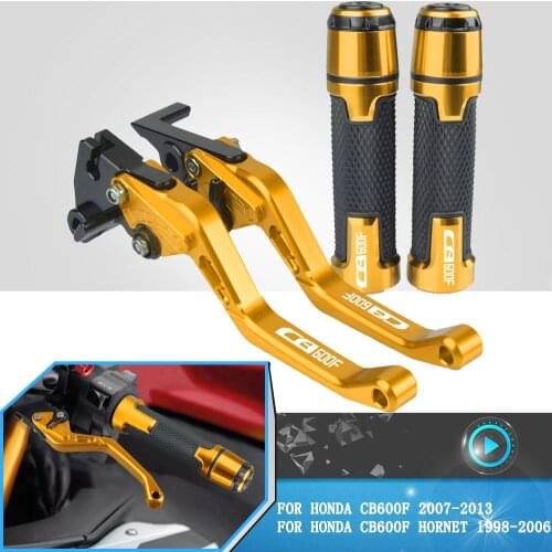 For Honda CB600F 2007-2013 2012 2011 2010 Motorcycle Adjustable Brake Clutch Levers +Grips Accessories CB 600 F HORNET 1998-2006