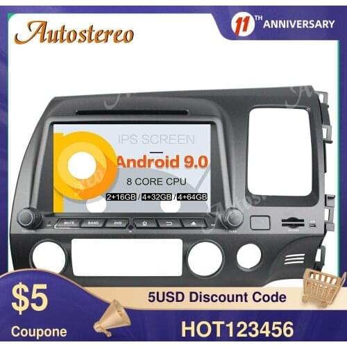 RHD 8 Core CPU Android10 128G Car DVD Player GPS Navigation For Honda Civic 2006-2011 Multimedia Player Radio Headunit Dashboard