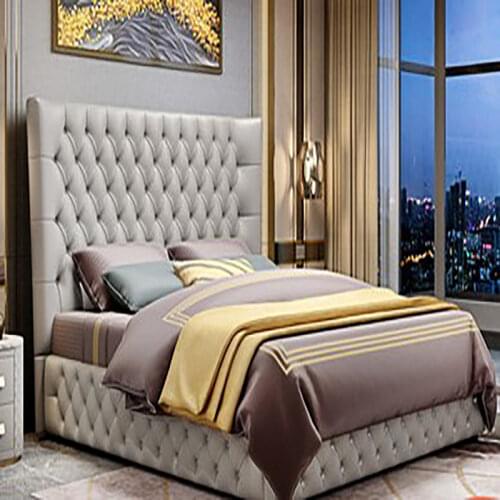 Italian style light luxury buckle bed modern minimalist high box storage double bed master bedroom large apartment leather