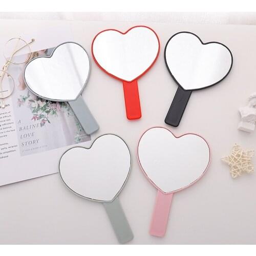 Handheld Makeup Mirror Square Makeup Vanity Mirror with Handle Hand Mirror Heart shape Compact Mirrors Cosmetic Mirror for Women