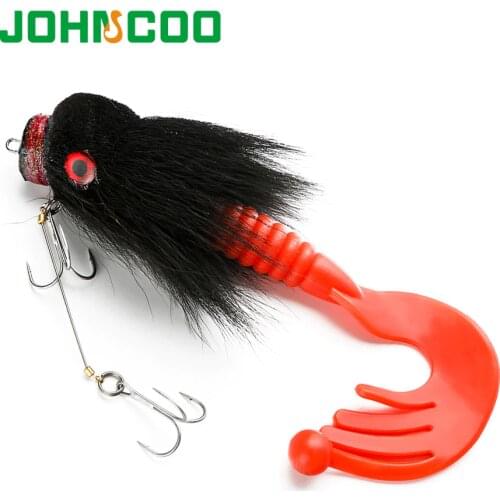 JOHNCOO 85g 22cm Deer Hair Material Big Mouse Soft Grub Shallow Hooks Sinking Artificial Fishing Lure Pike Bass Fishing