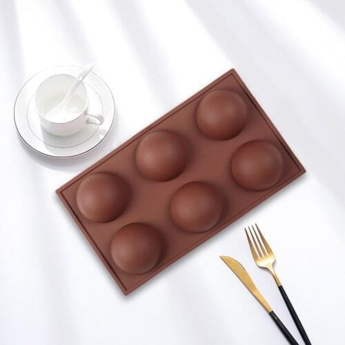 6 Cavities Silicone Cake Mold Semi-circular Spherical Mould for Cake Decoration Non-Slip Heavy Duty Bakeware Tool