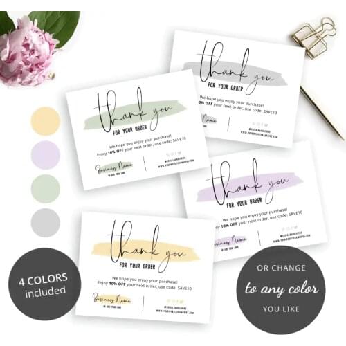 Thank You For Order Note Watercolor Pastels