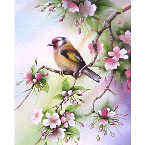 Tit Bird Flower Diamond Painting Animal Floral Round Full Drill 5D Nouveaute DIY Mosaic Embroidery Cross Stitch Home Decor Gifts