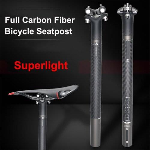 TOSEEK 3K Matte Full Carbon Fiber Bicycle Seatpost Superlight MTB Road Bike Cycling Seat Post Parts 27.2/30.8/31.6 x 350/400 MM