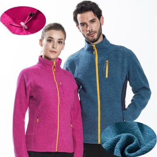 Outdoor Fleece Jacket Men Womens Cardigan Stand Collar Tops Winter Windproof Thermal Jacket Liner Hiking Sports Warm Fleece Coat
