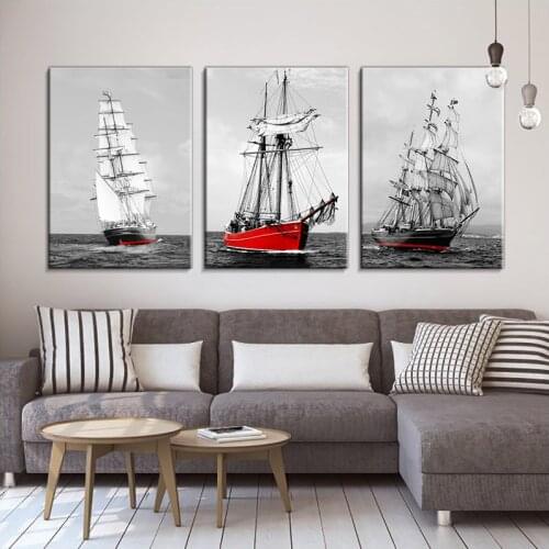Nordic Style, Marine Sailing Poster,Modern City, Series of Black and White, Color Enhancement, Ocean Sailing, Artistic Concept