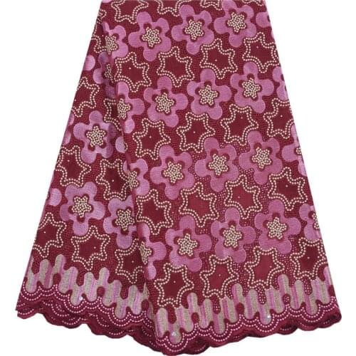 Zhenguiru High Quality 100% Cotton Swiss Voile Fabric Mesh African Fabric Embroidery Stars Nigerian Fabric For Women Party A2127