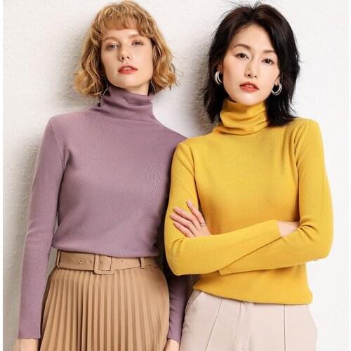 IMucci spring Fashion Women Solid Turtleneck Sweater Female Long Sleeve Chic Elegant Ladies Jumpers Sweater Pull Femme TM1346
