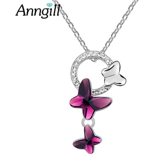 Elegant Crystal Jewelry Made with Swarovski Elements Necklace Wedding Choker Necklace Women Butterfly Necklaces & Pendants