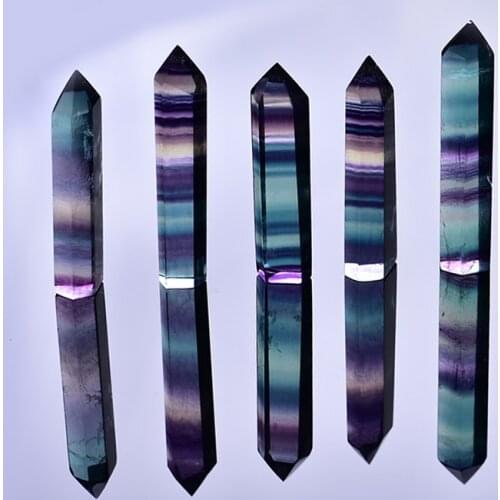 1PC natural colorful stripes fluorite hexagonal column crystal point mineral jewelry home decoration DIY gift decoration