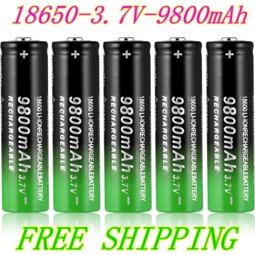 100% new 18650 3,7 V 9800mAh battery for flashlight Li-Ion battery drop