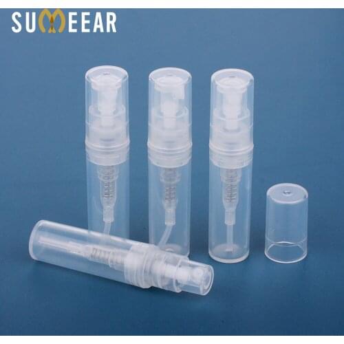 100pcs/lot 2ml Mini Small Round Plastic Containers Perfume Bottles Atomizer Empty Cosmetic Containers For Sample and Gift