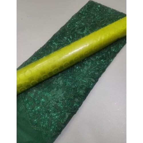 2.5+2.5yards Bazin Riche Fabric For Sewing 2021 High Quality Nigerian Lace Fabrics With Beads French Net Lace