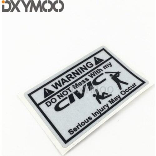 2PCS Car Styling Vinyl Decal Warning Do Not Mess with My Car Serious Injury May Occur Sticker for Civic 8x8.5cm