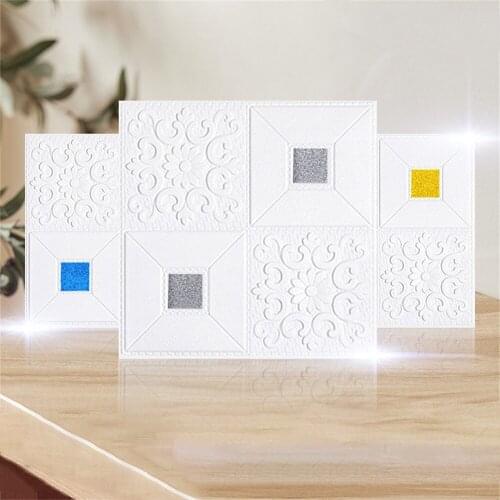 2 Pcs 3D Stereo Wall Stickers Foam Self-adhesive Ceiling Decorative Wallpaper Living Room Home Decor for Bedroom TV Background