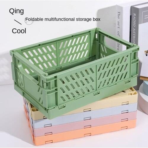 5 Color Mini Storage Case Student Desktop Organizing Container Basket Handbook Tape Stationery Folding Plastic Storage Box