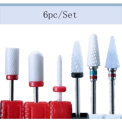 6pcs Milling Cutters Nail Drill Bit for Manicure Ceramic Rotary Files Bits Electric Pedicure Burr Cuticle Remove Tools