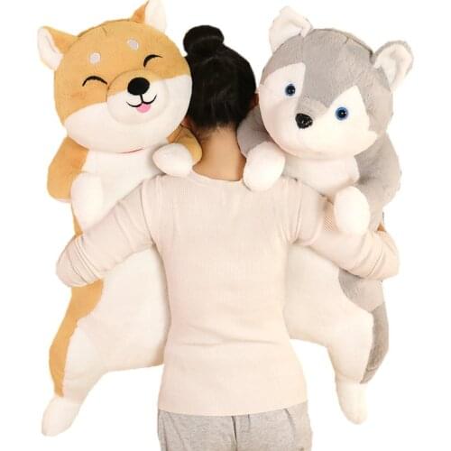 60-100CM Cute Shiba Inu & Husky Dog Plush Toys Long Animals Sleep Pillow Office Nap Pillow birthday Gift for Kids Baby Girls