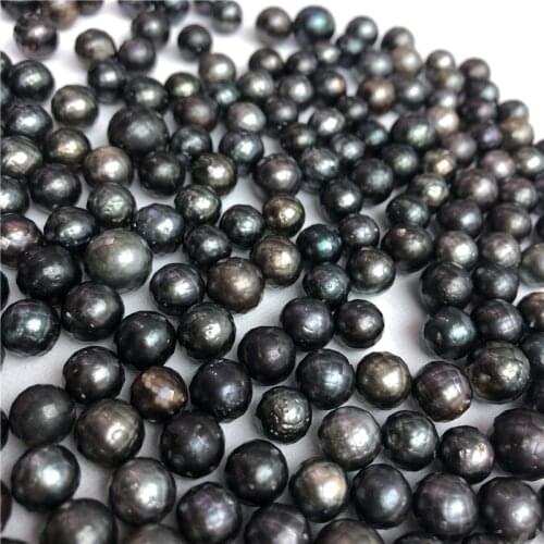 10-12MM Real Natural Tahitian Tahiti South Sea Pearls, Loose Black Color Pearls Near Round Pearls