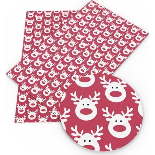 David accessories 30*140cm Christmas Gift Printed Faux Synthetic Leather Fabric DIY Bow Bag Phone Cover Decoration,1Yc7159