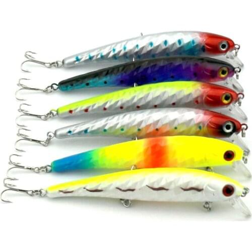 Big Sale 6pcs/lot Large Diving Fishing Minnow Lure Artificial Tackle Bait Fishing Hard Lure Plastic Fishing Hooks 12 cm 15g