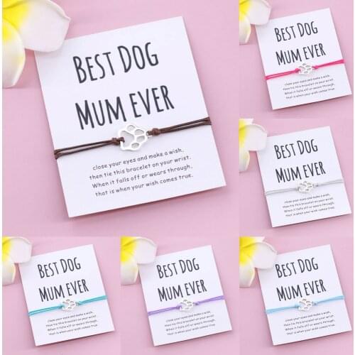 Best Dog Mum Ever Bracelet Dog Mom Charm Paw Print Bracelet for Women Men Friendship Bracelet Gift Pet Dog Parent